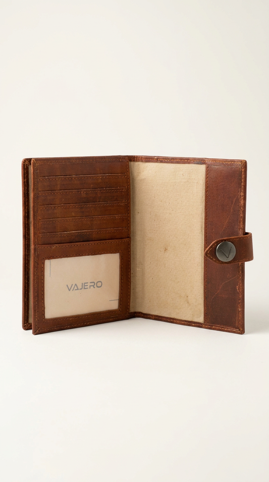 This 10 x 13 cm brown leather card holder is crafted from high-quality material, offering both durability and timeless style.