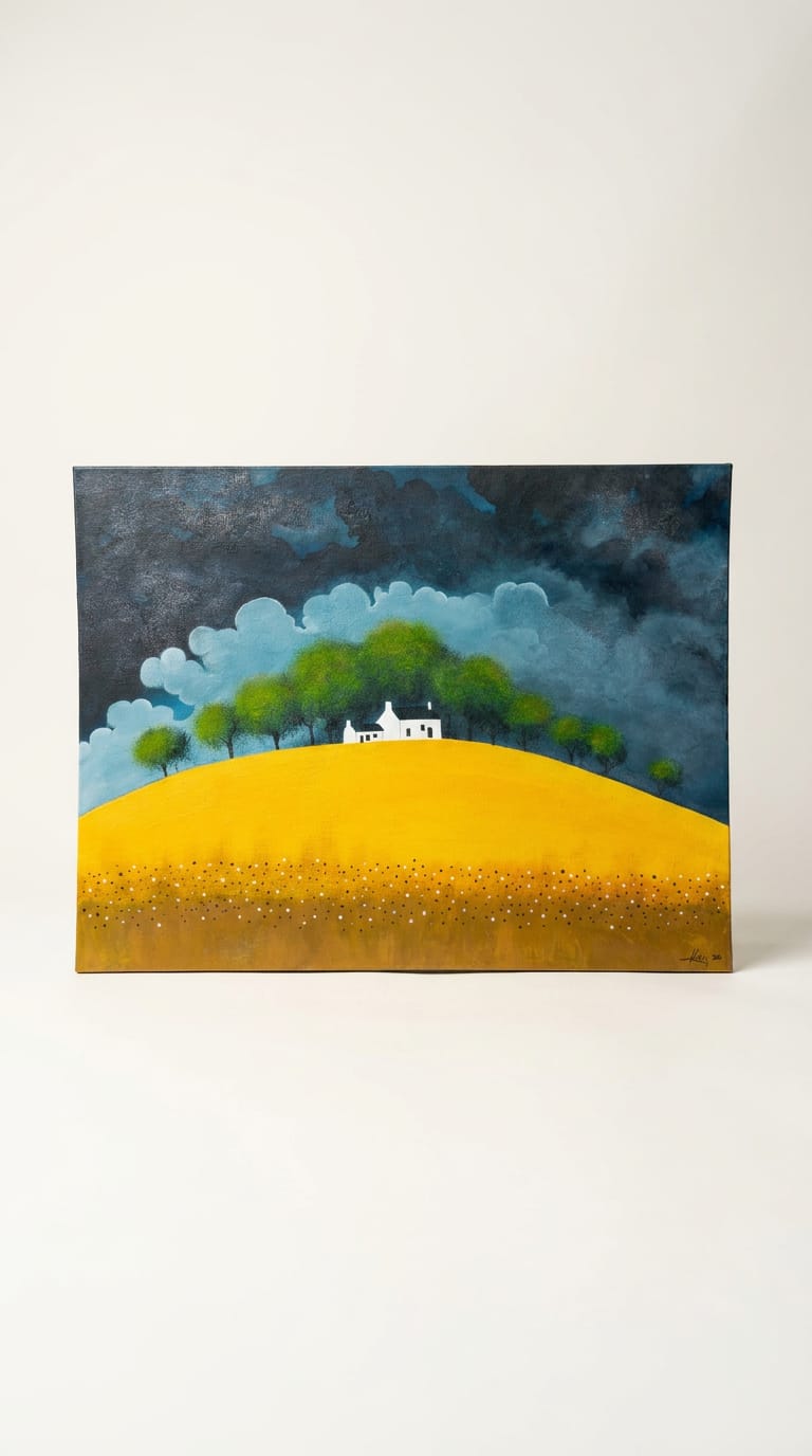 Lemon & Blue Acrylic Painting