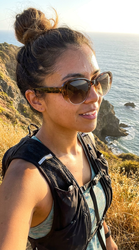 These brown gradient sunglasses exude effortless chic with a warm, sun-kissed lens that transitions smoothly from light to dark. The standout detail lies in the arms, adorned with a bold animal print that adds a touch of wild sophistication.