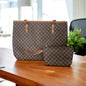 Brown printed handbag and matching tote