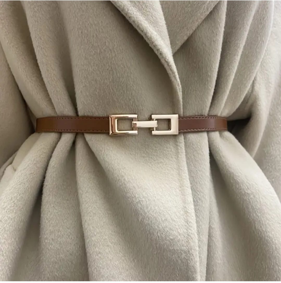 Brown belt with gold decorative buckle