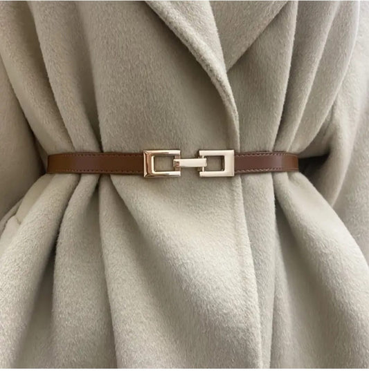 Brown belt with gold decorative buckle