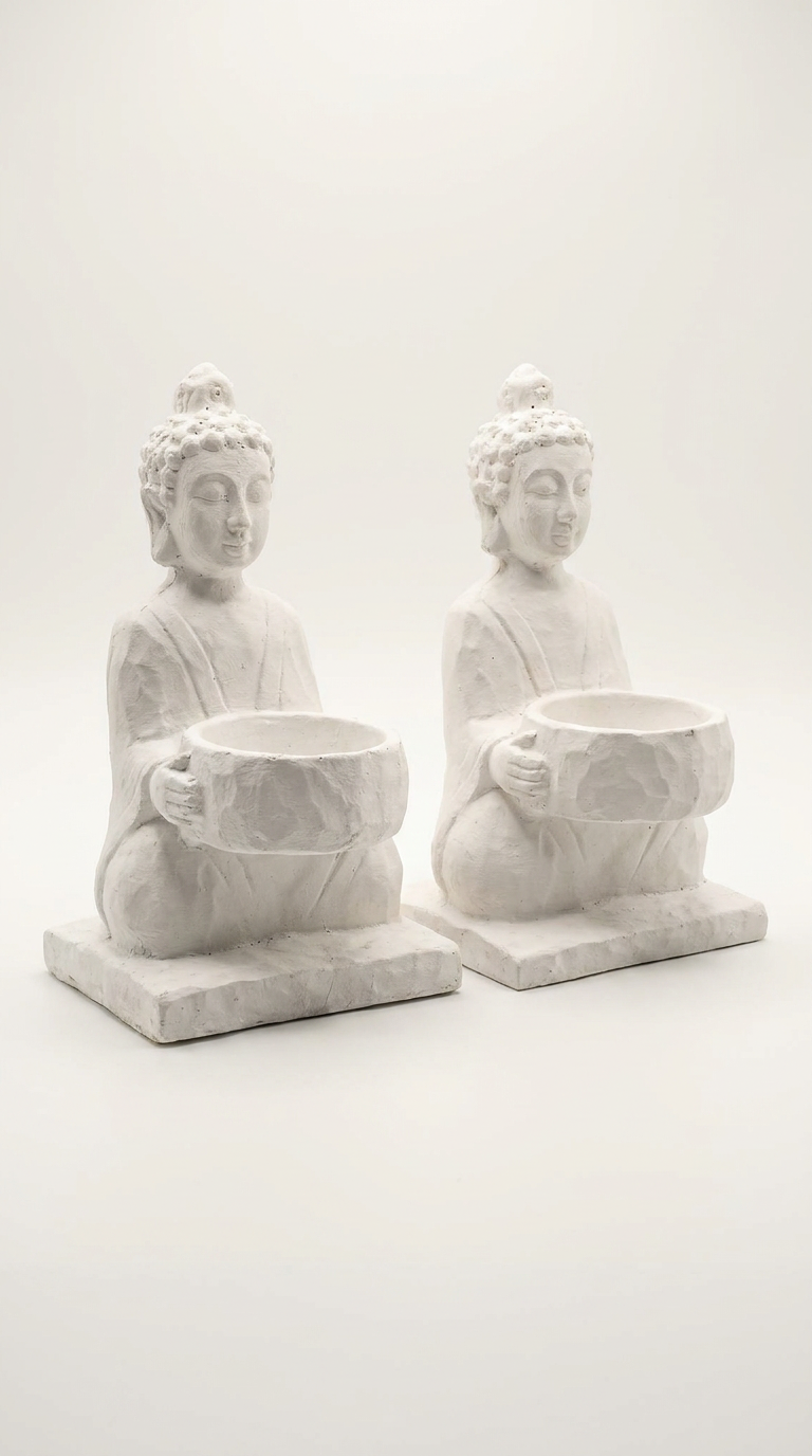 This small Buddha candle set is a serene addition to any space, blending spiritual symbolism with practical elegance. 
