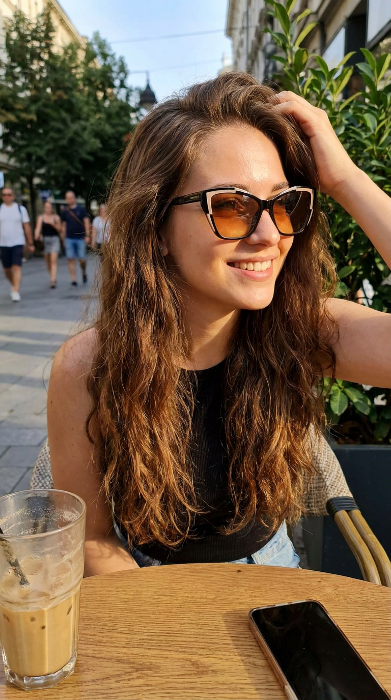 These cat eye sunglasses radiate elegance with a modern twist. Their upswept silhouette is accented by a cream geometric detail along the frame, adding a refined yet artistic touch. The design blends timeless femininity with contemporary edge, making them a versatile accessory that elevates both casual and polished looks.
