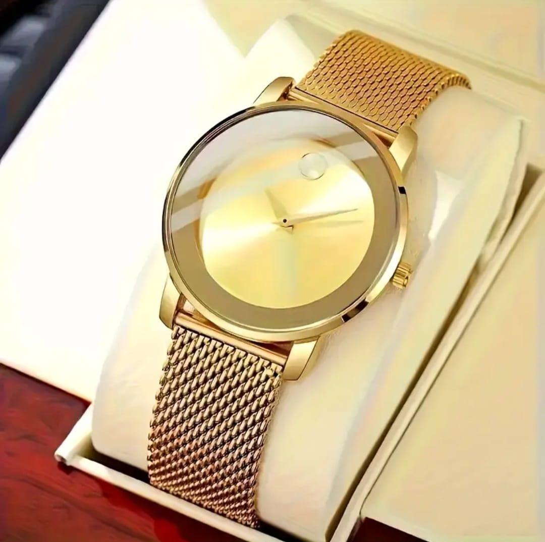  Ladies Gold quartz watch with a stainless-steel gold band