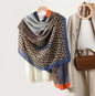 Colorful patterned scarf in earthy colors