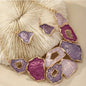 Purple jewelry set with gold trimming