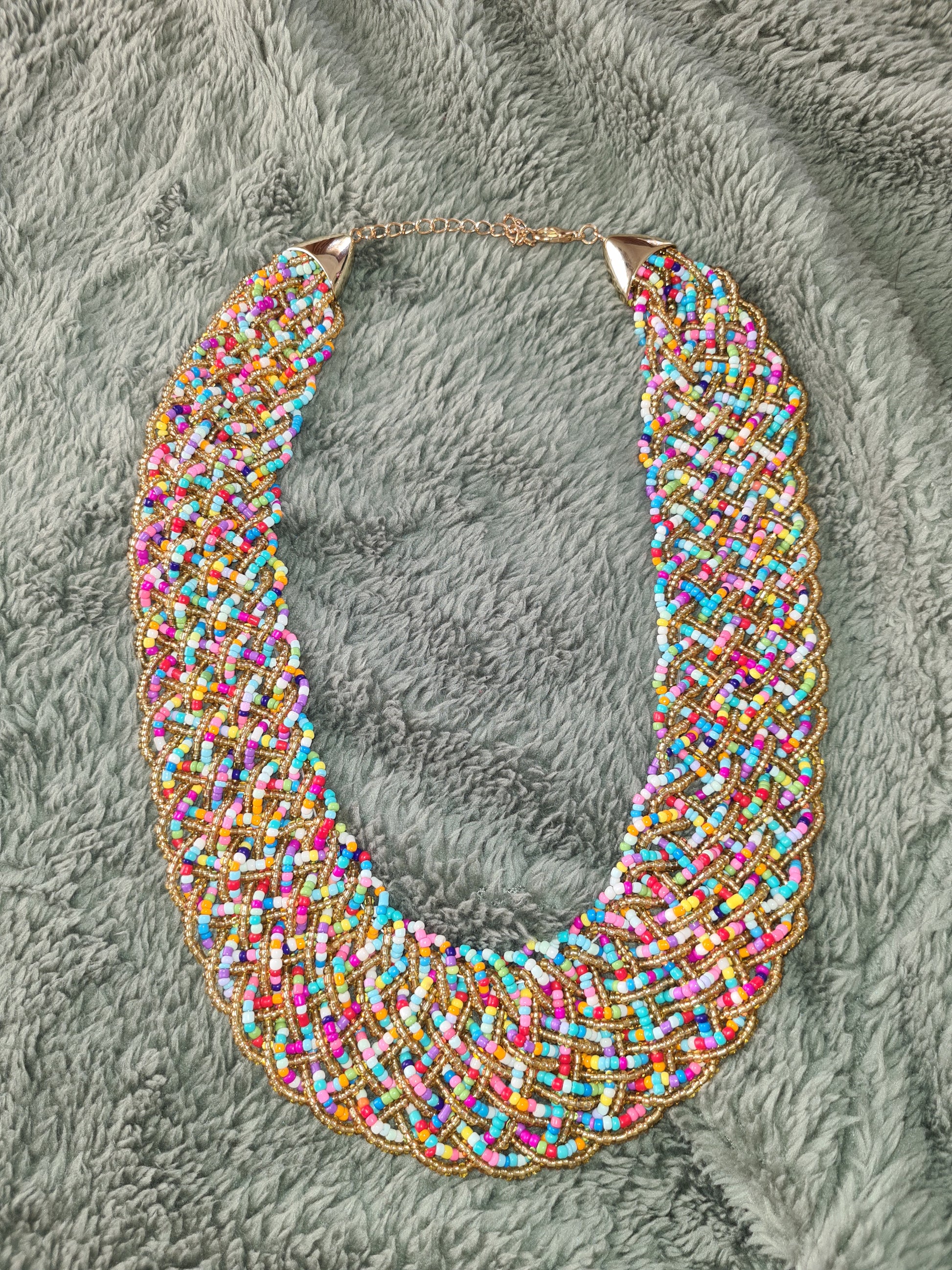 Multi-strand handmade bead necklace