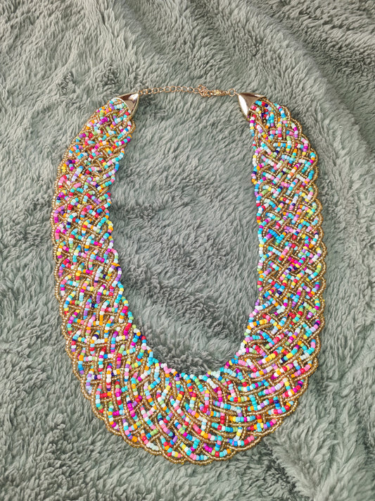 Multi-strand handmade bead necklace