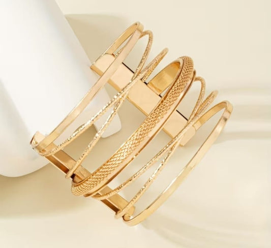 Gold plated open cuff bracelet