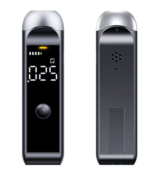 This portable breathalyzer offers clear visualization with a three-colour detection indicator for quick, accurate readings. Built with a large battery, it ensures long-lasting use and is fully re-usable, making it both practical and eco-friendly. Easily rechargeable with a modern Type-C charger