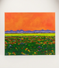This landscape acrylic painting bursts with vibrant orange hues, bringing energy and life to any space. 