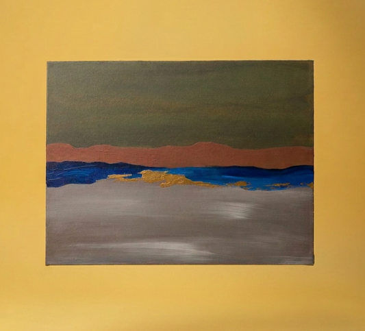 This 30 x 40 abstract acrylic terrain painting blends textured brushwork with imaginative landscapes, creating a modern interpretation of nature. 