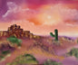 This is a hand-painted oil painting capturing the serene beauty of tranquil dusk over the desert. Gentle brushstrokes and warm tones evoke the stillness of twilight, with the fading light casting a peaceful glow across the desert landscape. The canvas measures 25 x 30 cm