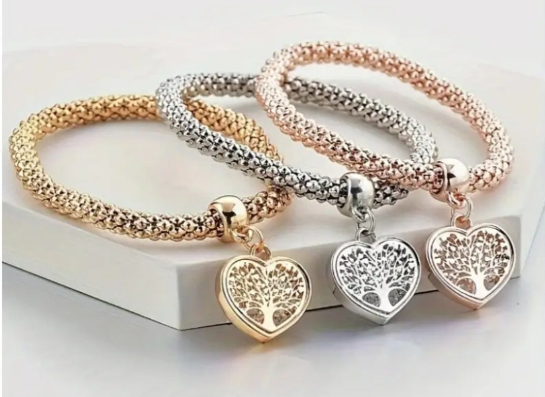 Tree of life stretch bracelets available in gold, silver or rose gold